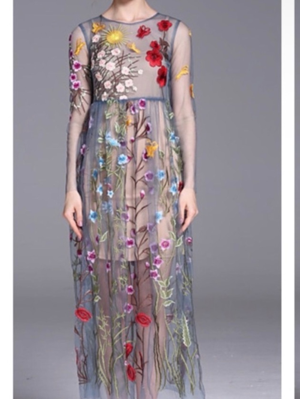 Blueoxy embroidered sheer floral dress size M/L - Picture 2 of 16